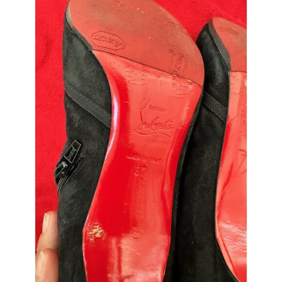 Christian Louboutin Women's  Ankle Boots Pump Round Toe With Bow  Black Size 36 - Picture 11 of 12